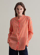 Ovs Striped Shirt With Mandarin Collar